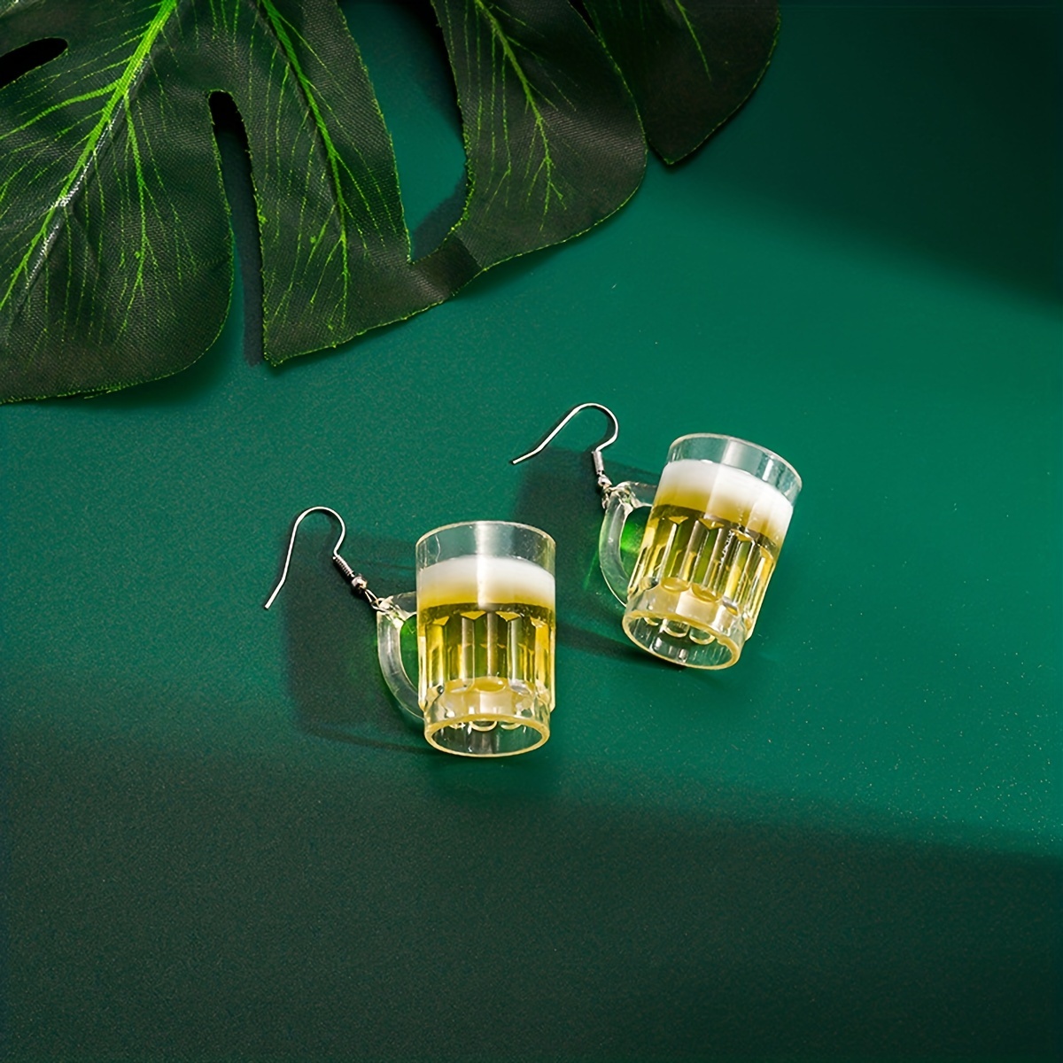Beer Glass Drop Earrings with Copper Post for Women